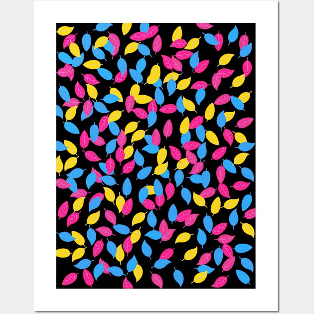 Pansexual Pride Scattered Leaves Wall Art by VernenInk